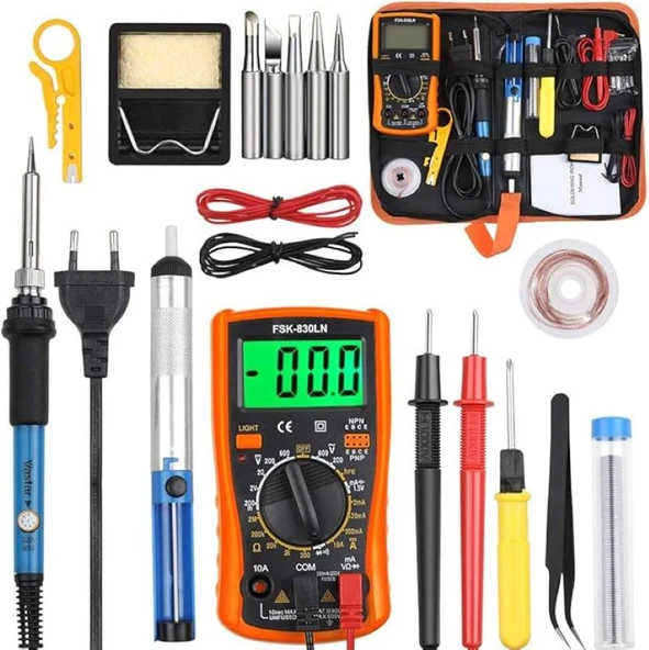 TechTic Sıcaklık Ayarlanabilir Seramik Rezistörlü 60w Havya Lehim Makinesi Full Set Digital LCD Ekran