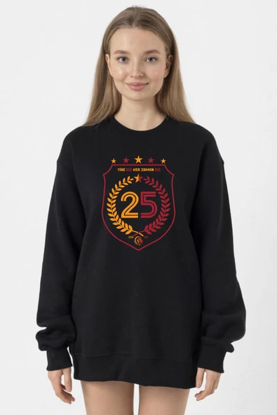 25 Şampiyonluk Yine Biz Siyah Kadın 2ip Sweatshirt