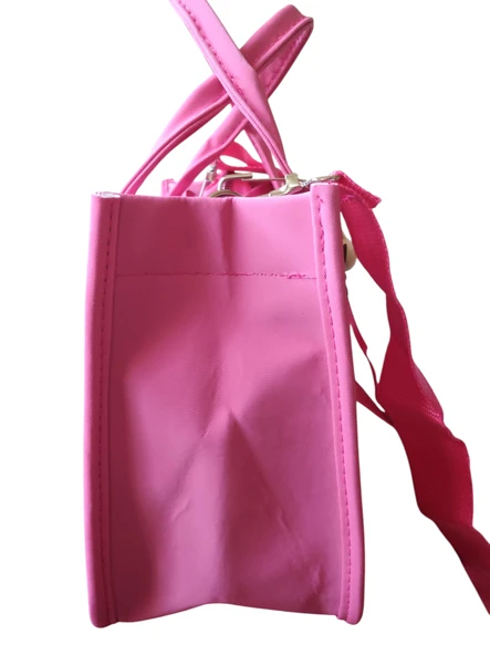 Pembe Buzi Kumaş Ayıcıklı Çanta Askılı Çanta El Çantası Omuz Çantası Kol Çantası Kadın Çanta Çapraz Çanta - 6