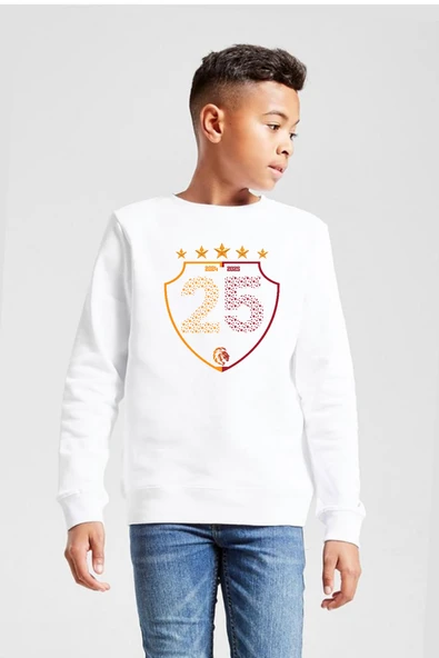 25 Şampiyonluk Shield Beyaz Çocuk 2ip Sweatshirt