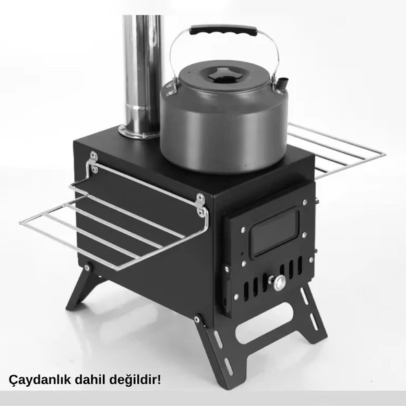 MADFOX WOODLANDER KATLANIR KAMP SOBASI KÜÇÜK BOY  SİYAH - 4