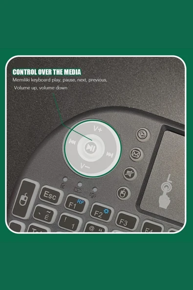Işıklı Kablosuz Mini Klavye Tv Televizyon Ps3 ps4 ps5 Uyumlu Dokunmatik Mouse - 8