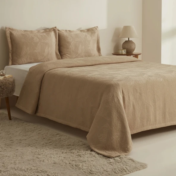 Karaca Home Olivia Çift Kişilik Yatak Örtüsü Seti Bej - 2