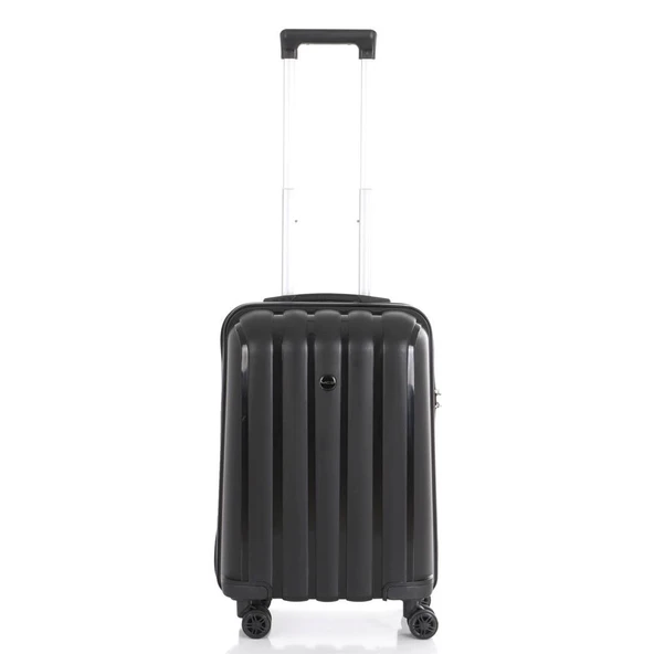 MÇS Bavul Büyük ve Kabin 2li Set Kırılmaz Silikon Valiz V305 Siyah - Resim 8