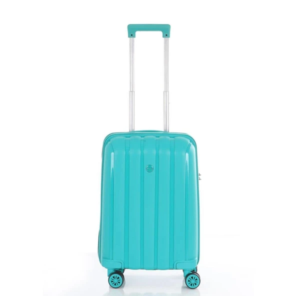 MÇS Bavul Büyük ve Kabin 2li Set Kırılmaz Silikon Valiz V305 CamGöbeği - Resim 2