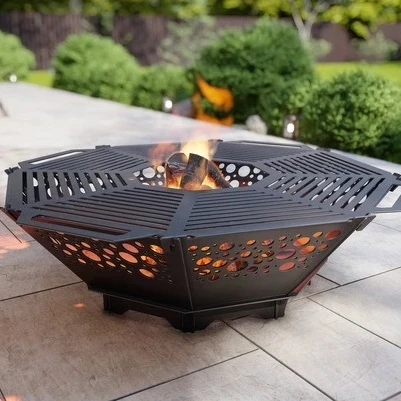 Oktagon Ateş Çukuru Izgaralı Sekizgen Barbekü Bahçeniz için Porta - Resim 6