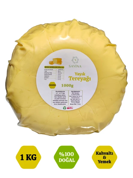 Sayina Rize Yayık Köy Tereyağı Kahvaltılık 1 KG