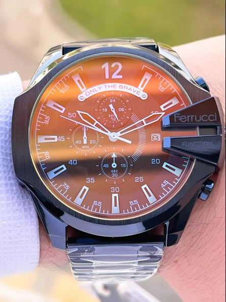 Ferrucci Otomatik Çelik Kordon 3 Atm Suya Dayanıklı Özel Tasarım Erkek Kol Saati VS.BLKT.0364 - Resim 3