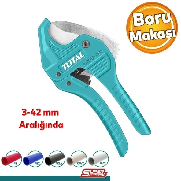 Total PPRC Profesyonel Plastik Tesisat Borusu Boru Kesme Makası 3-42 mm Çelik