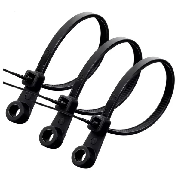 Powermaster PM-26326 Vida Delikli Kablo Bağı Plastik Kelepçe 100Lü Paket Siyah 2.5X100mm Klemens Klips Cırt Cırt - 2