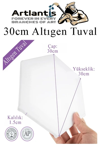 Altıgen Tuval 30 cm 1 Adet Arkadan Zımbalı Astarlı Resim Tuvali Akrilik Boya Yağlı Boya Altıgen Şekil Tuval Ressam Sanat - 2