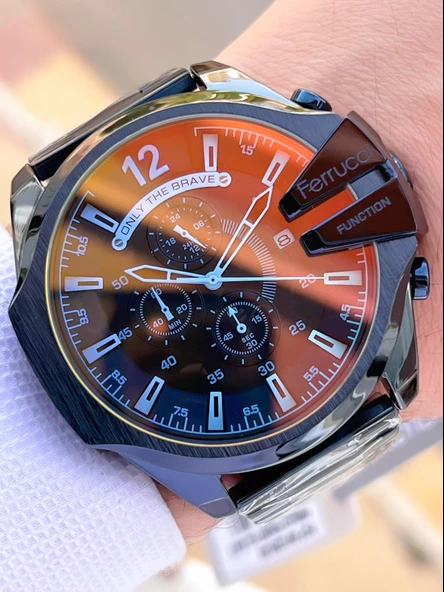 Ferrucci Otomatik Çelik Kordon 3 Atm Suya Dayanıklı Özel Tasarım Erkek Kol Saati VS.BLKT.0364 - Resim 4