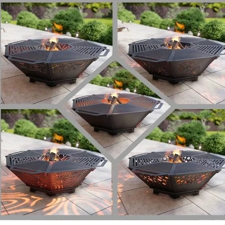 Oktagon Ateş Çukuru Izgaralı Sekizgen Barbekü Bahçeniz için Porta - Resim 2