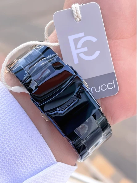 Ferrucci Otomatik Çelik Kordon 3 Atm Suya Dayanıklı Özel Tasarım Erkek Kol Saati VS.BLKT.0364 - Resim 6