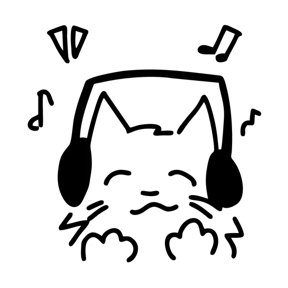 Müzik Dinleyen Kedi Sticker 17x17 Cm Siyah ürün görseli
