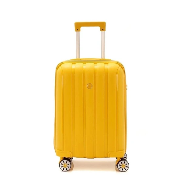 MÇS Bavul Büyük ve Kabin 2li Set Kırılmaz Silikon Valiz V305 Sarı - Resim 6