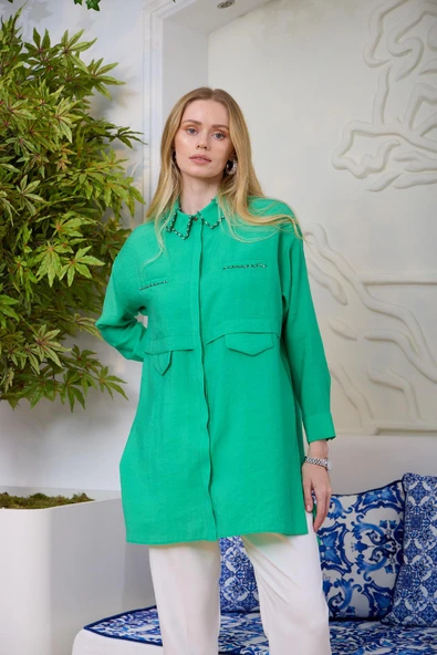 ÇİFT YAKALI TAŞLI GÖMLEK - 4