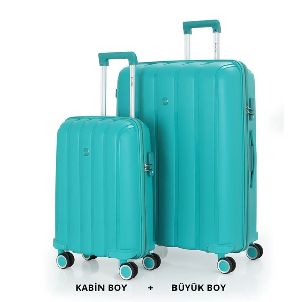 MÇS Bavul Büyük ve Kabin 2li Set Kırılmaz Silikon Valiz V305 CamGöbeği ürün görseli