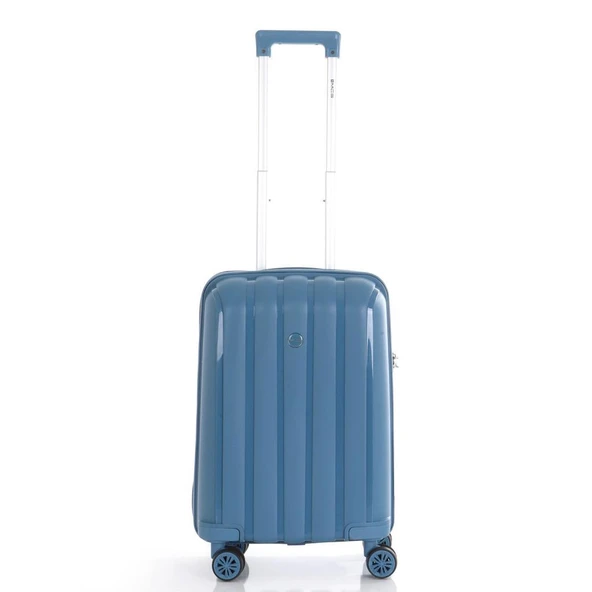 MÇS Bavul Büyük ve Kabin 2li Set Kırılmaz Silikon Valiz V305 SkyBlue - Resim 6