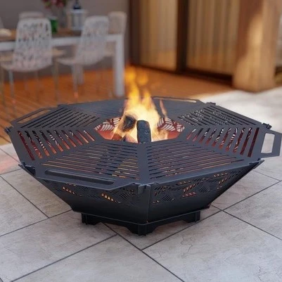 Oktagon Ateş Çukuru Izgaralı Sekizgen Barbekü Bahçeniz için Porta - Resim 3