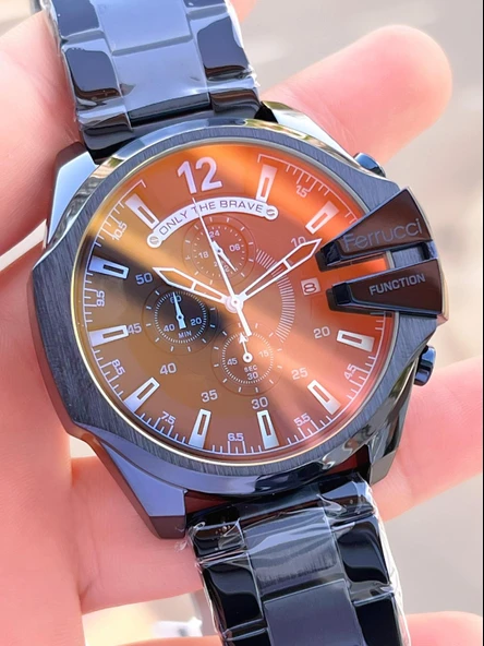 Ferrucci Otomatik Çelik Kordon 3 Atm Suya Dayanıklı Özel Tasarım Erkek Kol Saati VS.BLKT.0364 - Resim 2