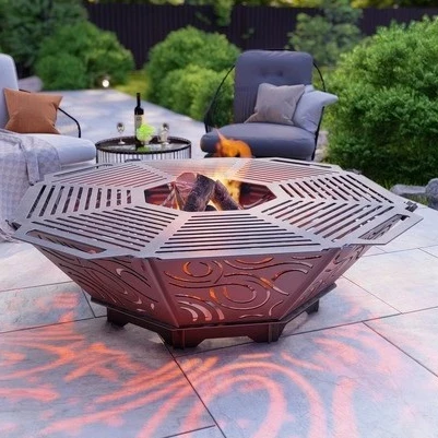 Oktagon Ateş Çukuru Izgaralı Sekizgen Barbekü Bahçeniz için Porta - Resim 7