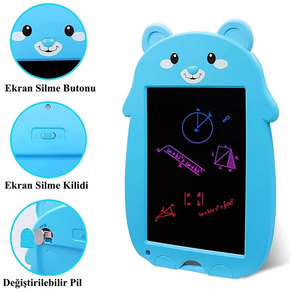 S LİNE 9" Ayıcıklı Mavi LCD Yazı Tahtası