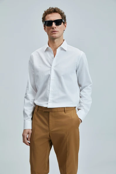 Lufian 111010634 Farla Erkek Basic Gömlek Regular Fit Beyaz Erkek Gömlek ürün görseli