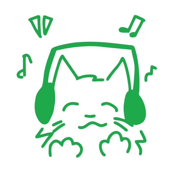 Müzik Dinleyen Kedi Sticker 17x17 Cm Yeşil ürün görseli