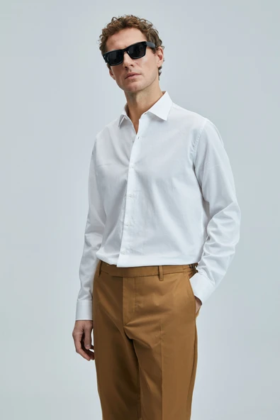 Lufian 111010634 Farla Erkek Basic Gömlek Regular Fit Beyaz Erkek Gömlek - Resim 2