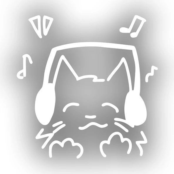 Müzik Dinleyen Kedi Sticker 17x17 Cm Beyaz ürün görseli