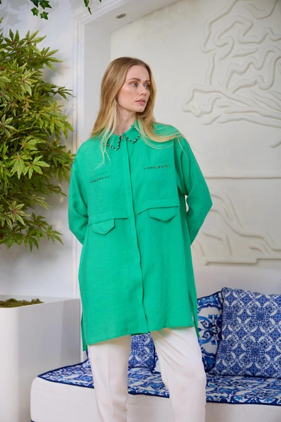 ÇİFT YAKALI TAŞLI GÖMLEK - 5