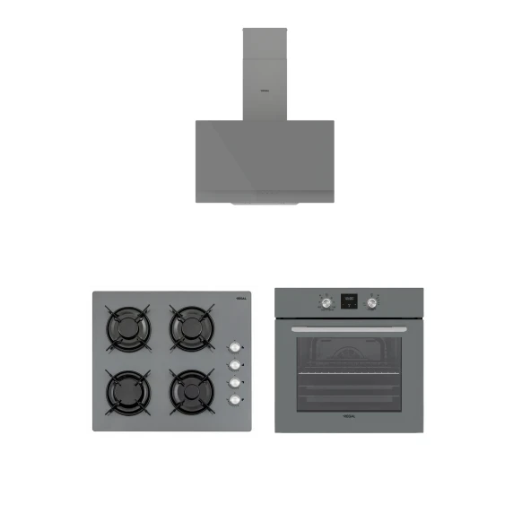 Regal AF 7965 GC - AO 6041GC - AD 609112 GC Eğik Gri Cam Ankastre Set