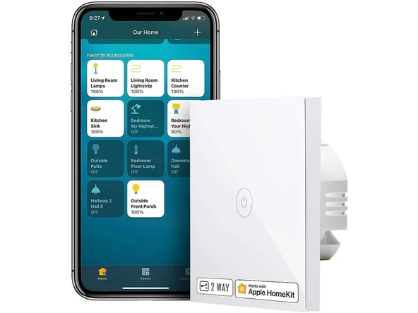 Meross Akıllı Çift Yön Dokunmatik Anahtar MSS550 (Apple Home Destekli) - 2