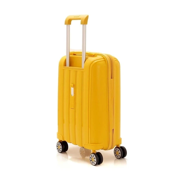 MÇS Bavul Büyük ve Kabin 2li Set Kırılmaz Silikon Valiz V305 Sarı - Resim 8