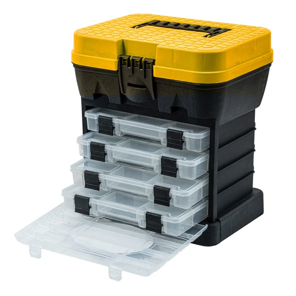 Tabureli Balıkçı Takım Çantası - 4 Çekmeceli - Sarı - Resim 3