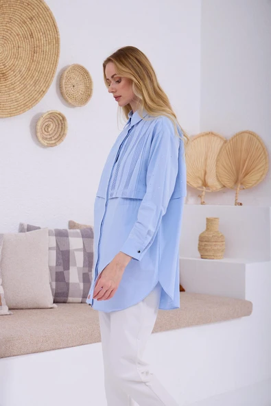 SERPME TAŞLI NERVÜRLÜ GÖMLEK - 2