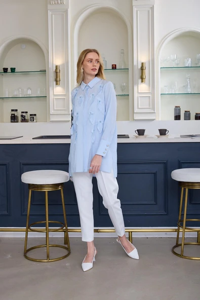 KUŞ TÜYLÜ İPEK CUPRA GÖMLEK - 2