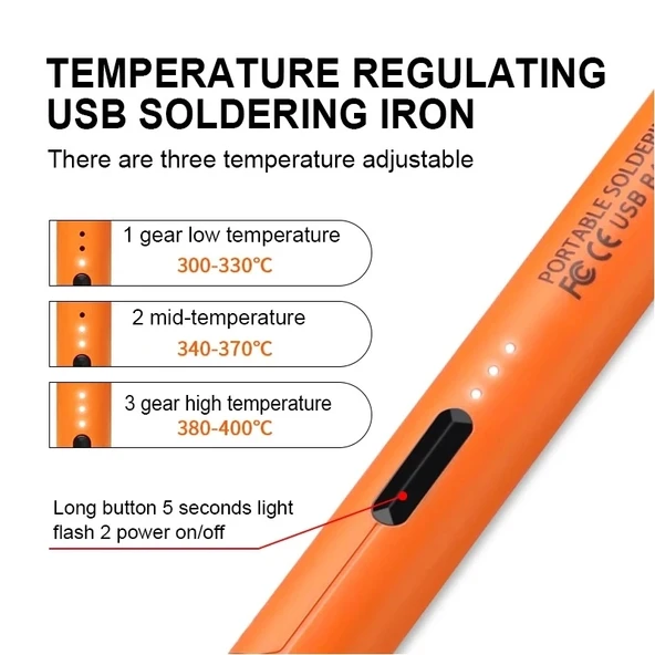 USB 5V 8W Sıcaklık Ayarlı USB Kalem Havya Seti - Resim 3