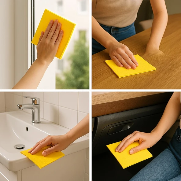 24 ADET Toptan Sarı Temizlik Bezi Sarı Bez Genel Mutfak Banyo Bezi Araç Temizleme Bezi