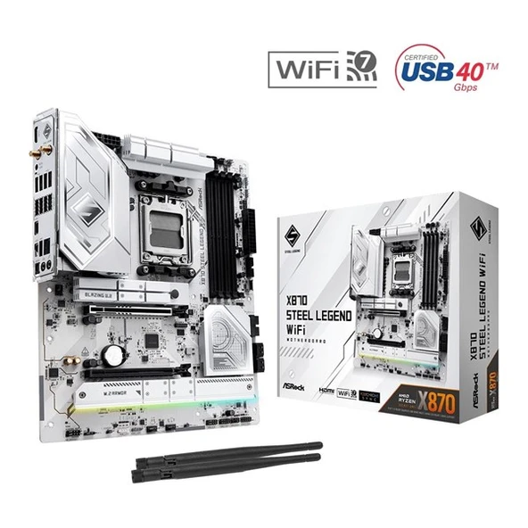 ASROCK X870 STEEL LEGEND WIFI7 RGB DDR5 HDMI-DP TYPEC PCIE 5.0 AM5 ATX