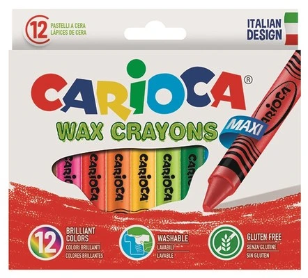 Carioca Wax Crayons Maxi 12'li Yıkanabilir Pastel Boya / 42369
