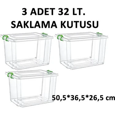 2622 Geçmeli Saklama Kutusu 32 Lt 3 Adet - 1