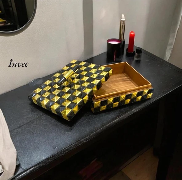 Siyah Gold 20x10 cm Gerçek Kemik Dekoratif ve Takı ve Kutusu