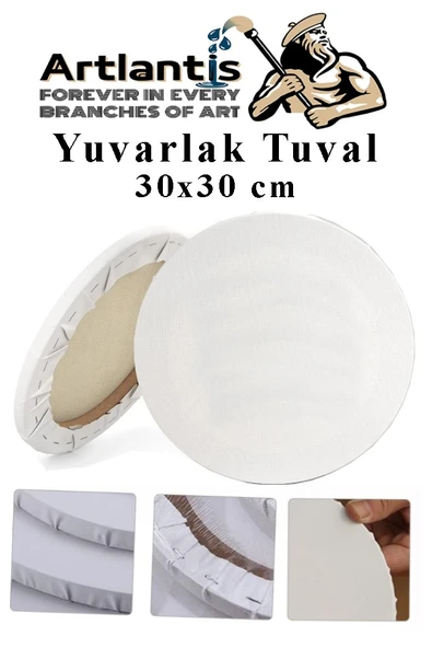 Kare Yuvarlak ve Altıgen Tuval 30 cm 2 li 1 Paket 30x30 cm Arkadan Zımbalı Astarlı Resim Tuvali Akrilik Yağlı Boya - 3
