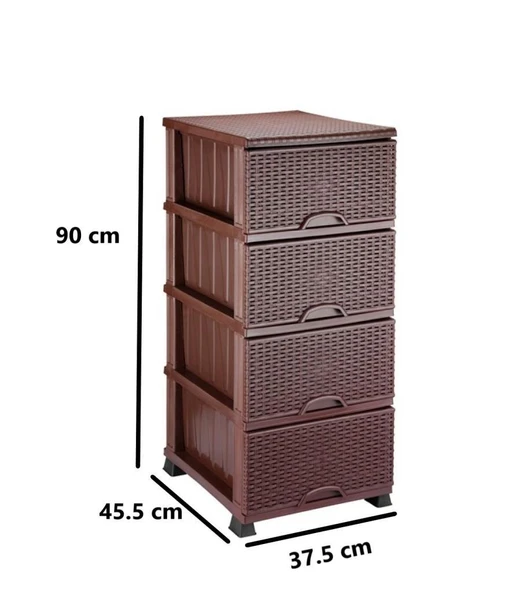 Omnipazar ELF-296 Hasır Desen Plastik Mutfak Komidin Sebzelik 4 Katlı - 8