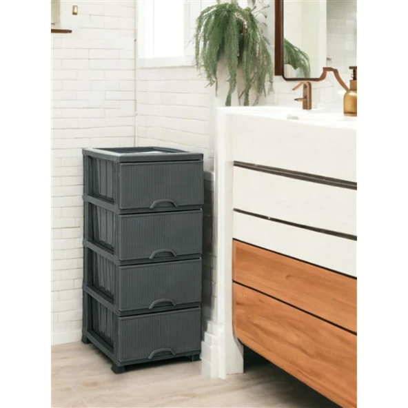 Omnipazar ELF-N293 Nostalji Plastik Mutfak Komidin Sebzelik 4 Katlı - 3