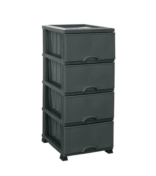 Omnipazar ELF-N293 Nostalji Plastik Mutfak Komidin Sebzelik 4 Katlı