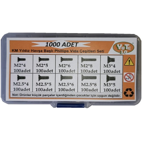 YATE10 Laptop Vida Seti 1000 Adet Kutulu