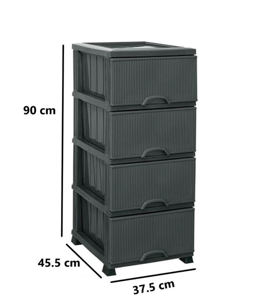 Omnipazar ELF-N293 Nostalji Plastik Mutfak Komidin Sebzelik 4 Katlı - 2